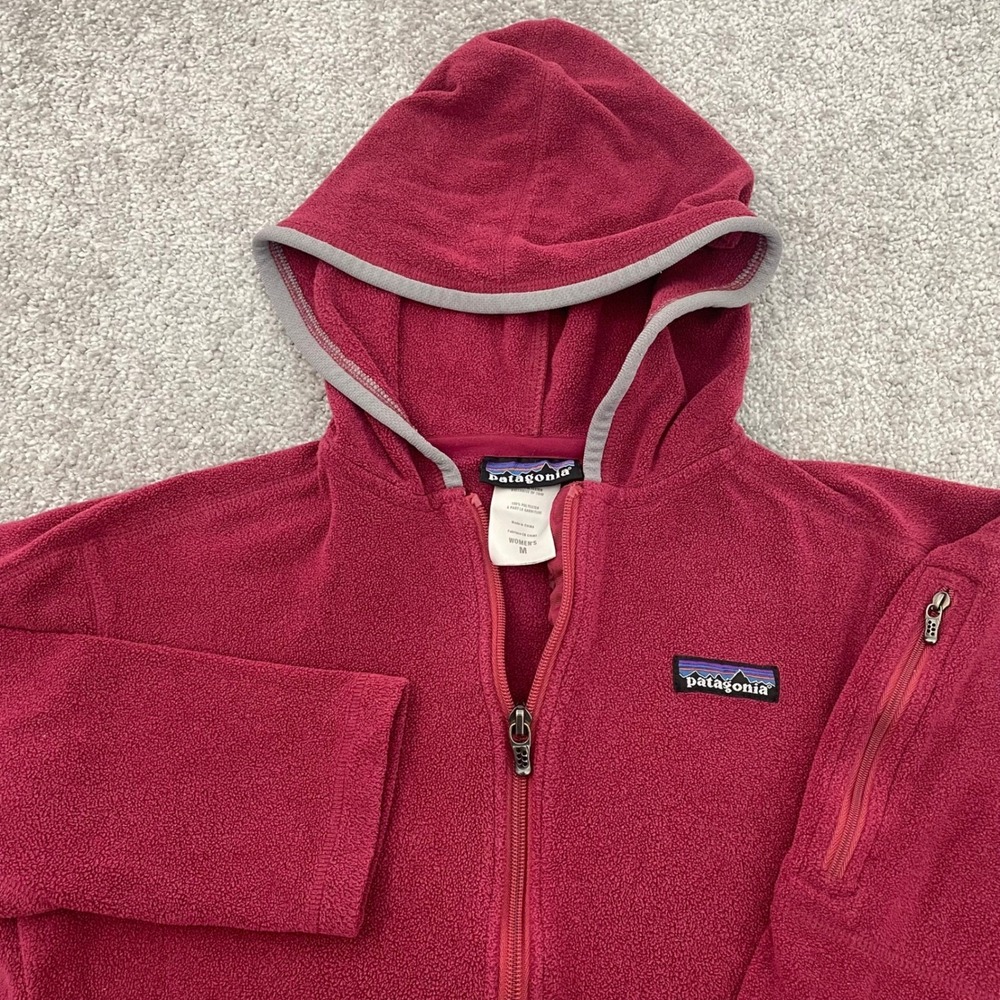 Patagonia Burgundy Full-Zip Hoodie Womens Medium Fleece Jacket Outdoors Granola